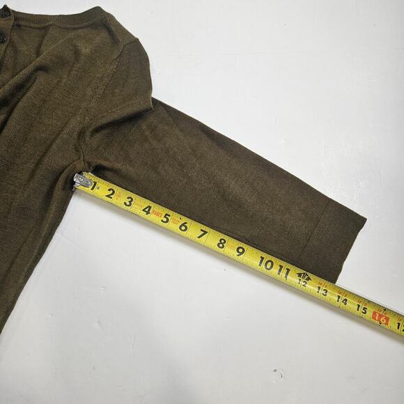 Loft Olive Green Lightweight 3/4 Sleeve Sweater Button Closure Medium Wool Blend - Picture 8 of 8